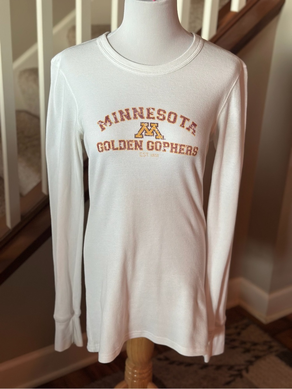 Ella White Long Sleeve Minnesota Golden Gophers Thermal Tee - C1069